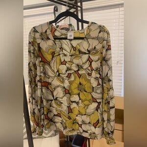 CAbi Floral Blouse - Yellow, Orange, and Black
